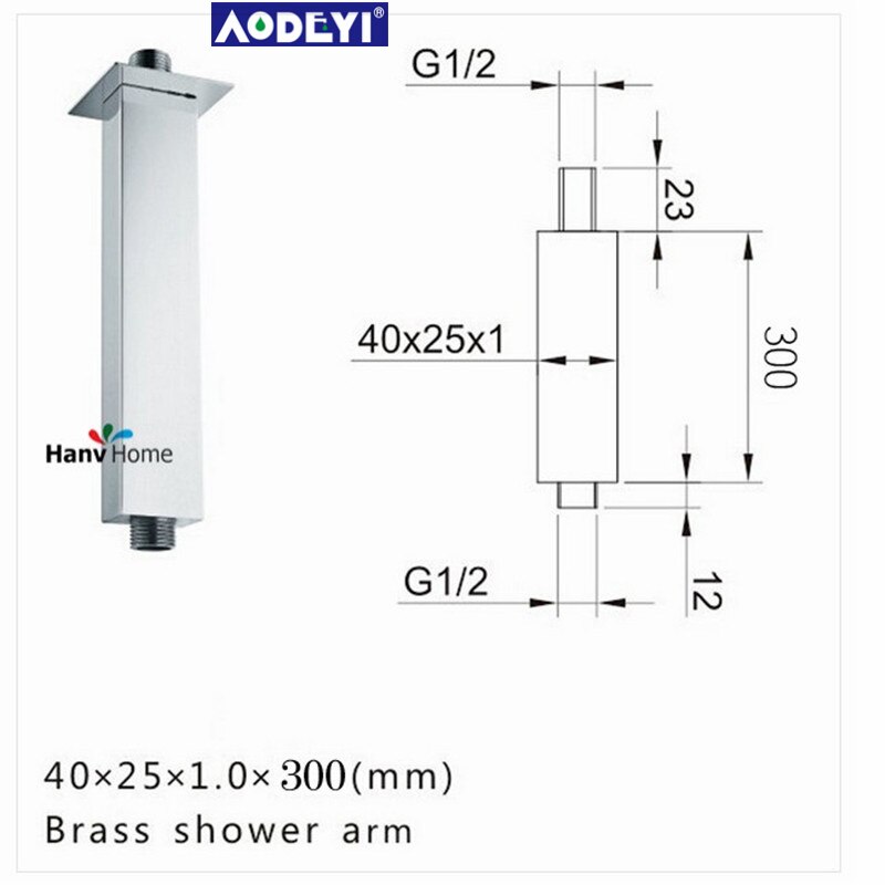 Alargador de Brazo de ducha cromado de latón, tubo fijo montado en techo de pared, componentes universales de Ducha: 04-001-7