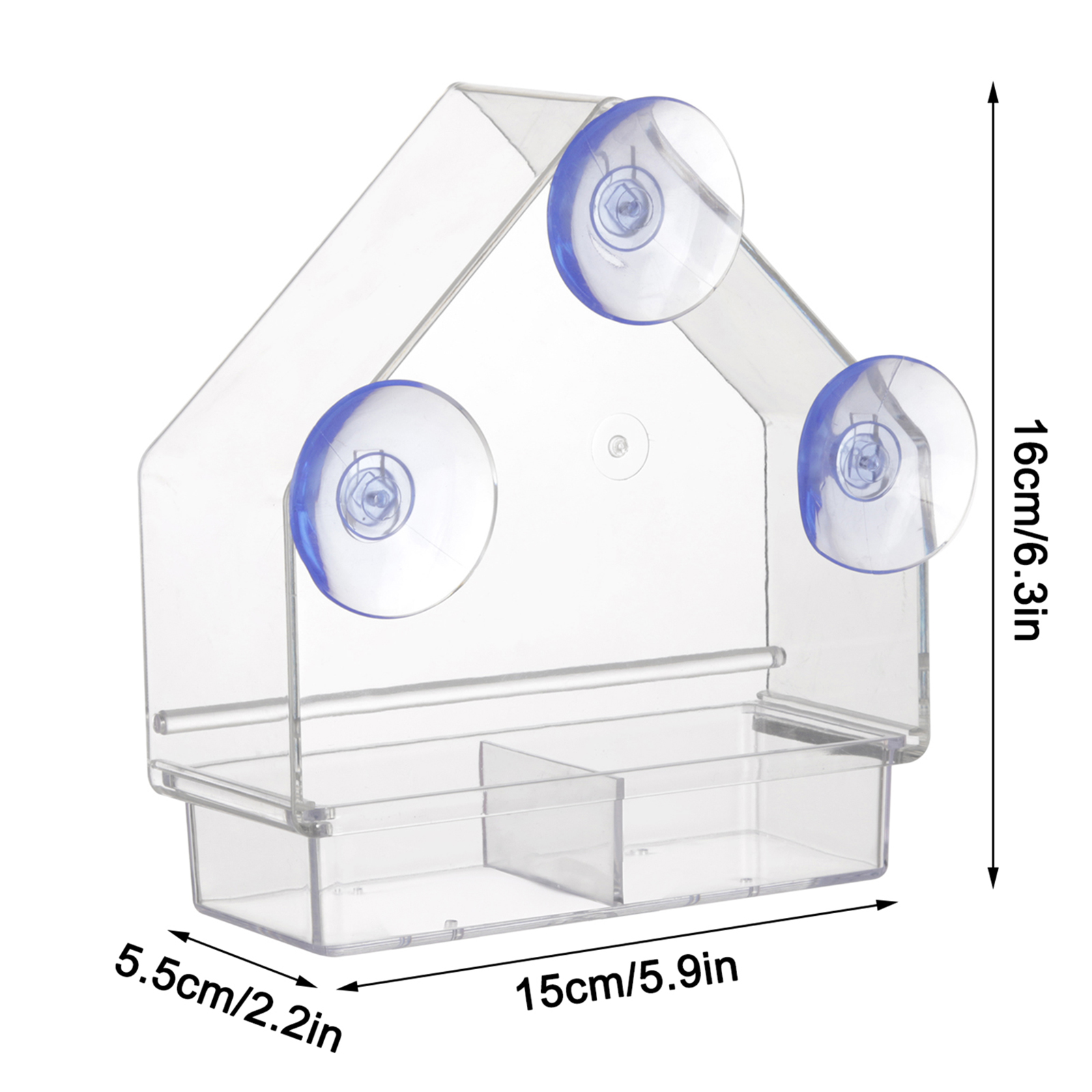 Window Bird Feeder Acrylic Transparent Window Bird Feeder Tray Bird House Pet Feeder Suction Cup Installation House Type Feeder: 16x15x5.5cm