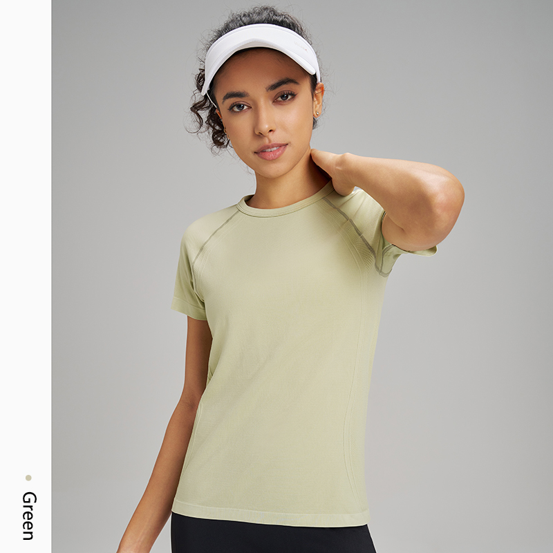 T-Shirt de sport à manches courtes pour femmes, dix couleurs, séchage rapide, sweat-shirt respirant, vêtements de Fitness, couleur unie, Yoga, haut à manches courtes: XL / Marron