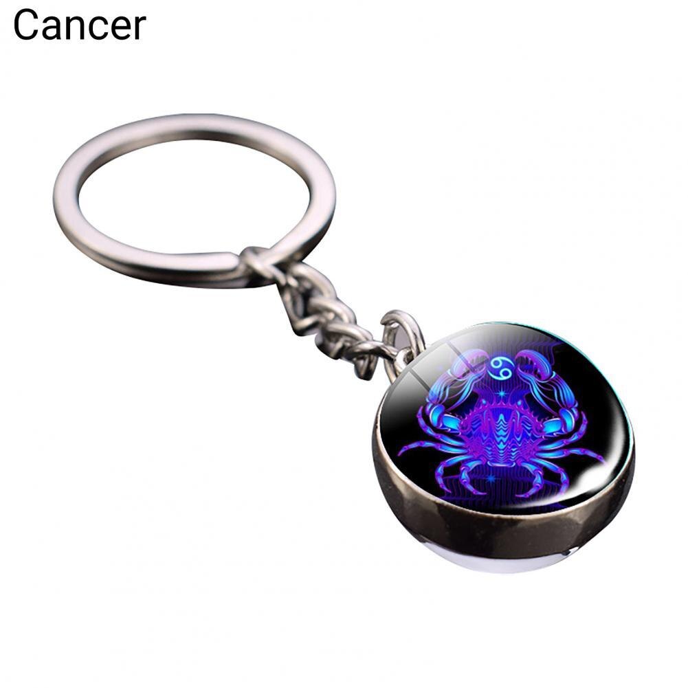 Glass Ball Pendant Decor Key Chain Lightweight Zodiac Style Glass Ball Constellation Keychain: Cancer