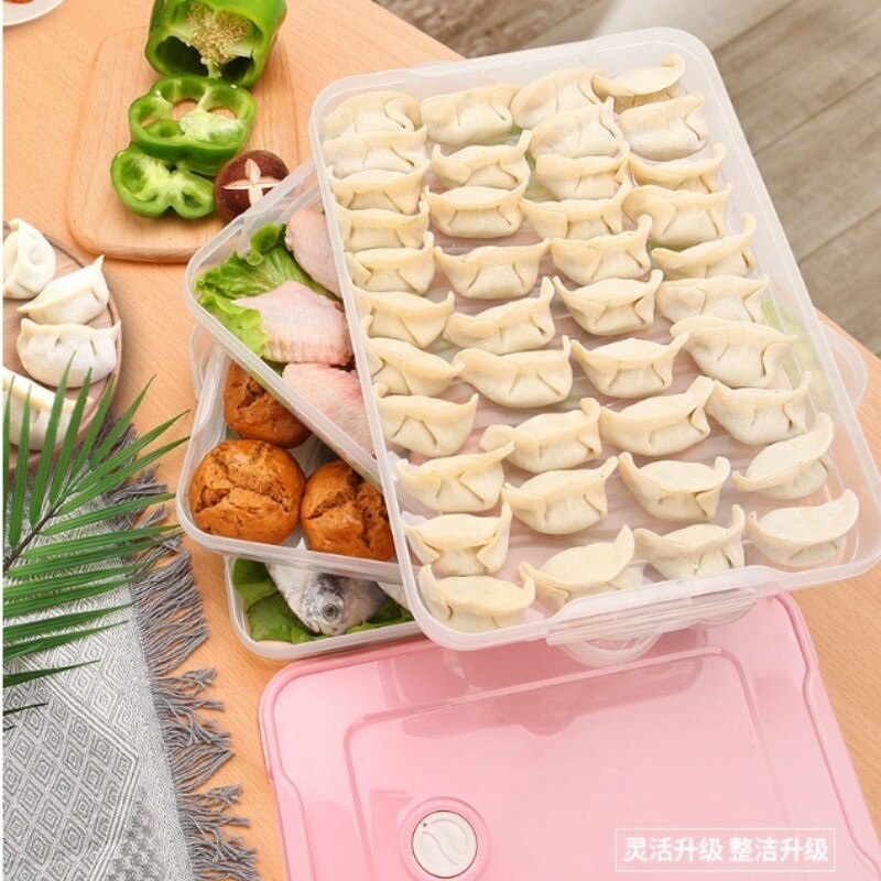 Dumpling Boxes Storage Tray Food Container Box for Keep Fresh Refrigerator Frozen Dumplings Storage Plastic Boxes