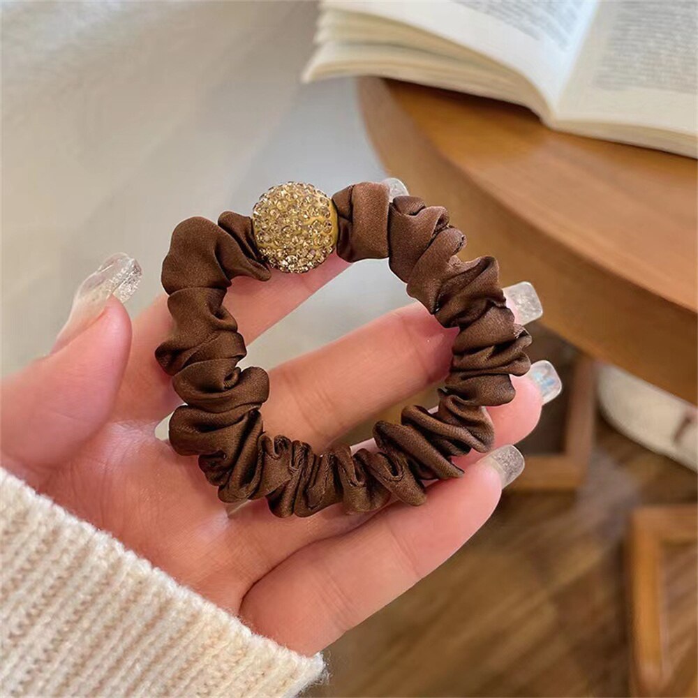 Koreanische Strass Dickdarm Ring Weibliche Hohe Elastische Haar Ring Kristall Perlen Gummi Haar Bänder Gummiband Kopfschmuck: C