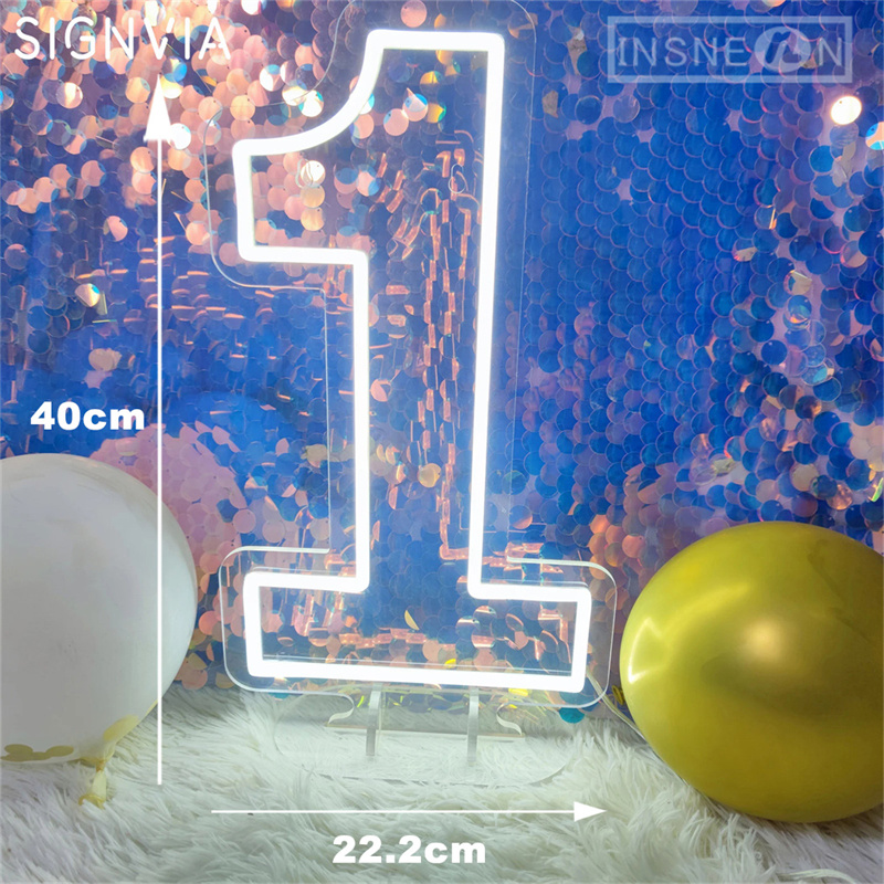 Letrero de neón con números, luces acrílicas de cumpleaños de 0 a 9 con interruptor para aniversario, boda, , negocios, salón de belleza, decoración de pared, 40cm: Luz natural / 3 W