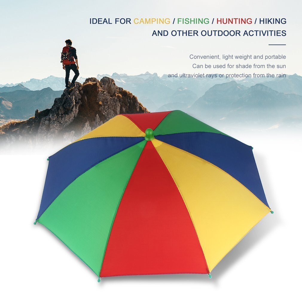 Draagbare viskampeerparaplu hoed veelkleurige pet zon regen paraplu merk