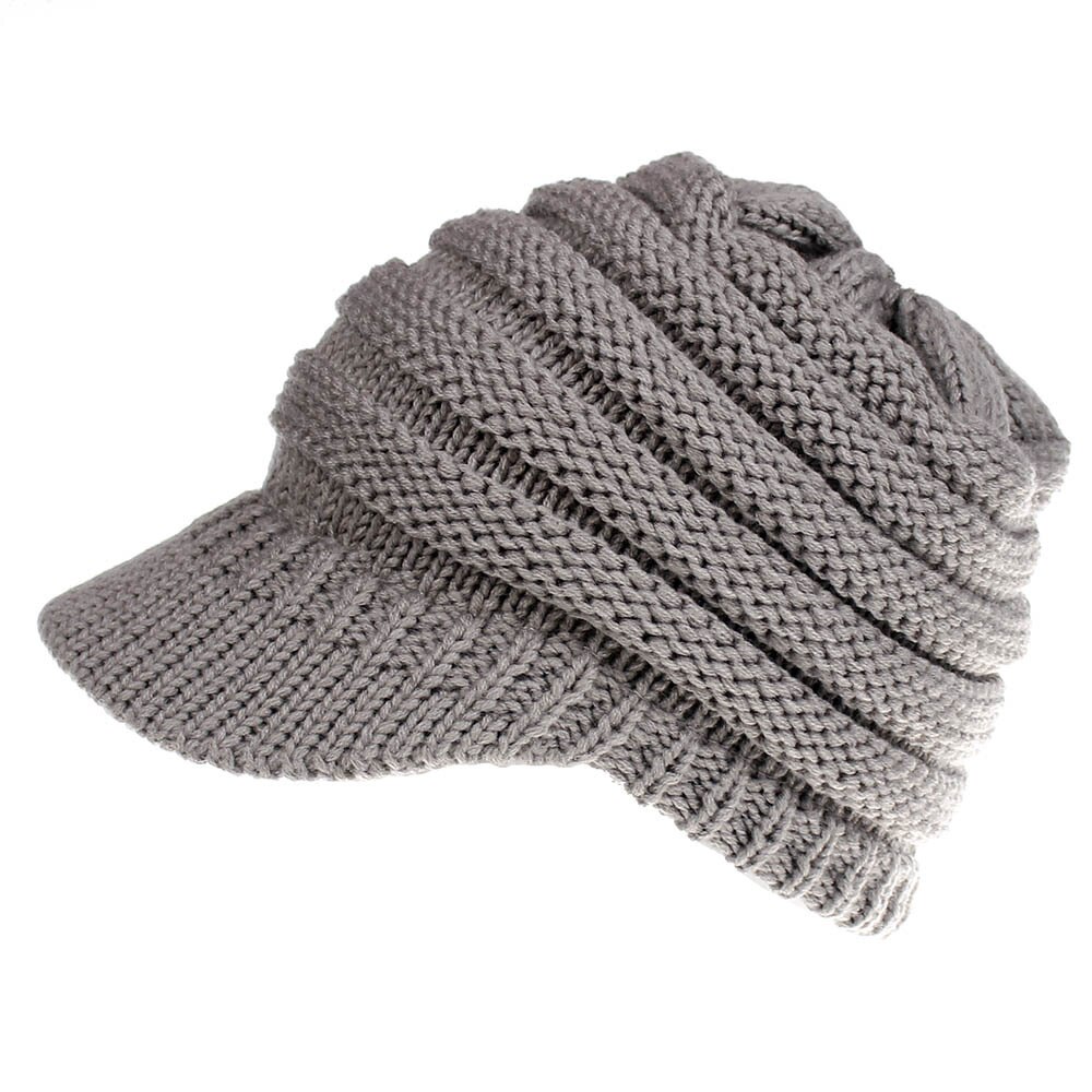 Doradeer Ins Vrouwen Hoeden Gebreide Baseball Mutsen Skullies Open Pony Tail Hoed Mutsen Cap Ski Sport Cap: Light Grey