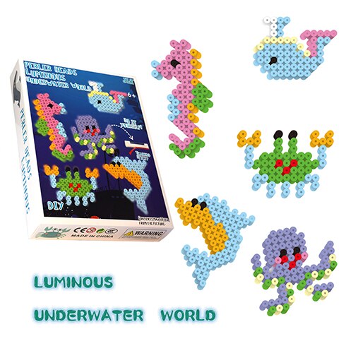 JINLETONG Hama Beads 5mm perline con fusibile luminoso set animali fai da te puzzle perline di ferro set giocattoli educativi di intelligenza fai da te: HAB021-6