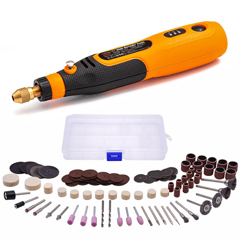 GOXAWEE-minitaladro eléctrico inalámbrico, grabador, amoladora para Dremel, accesorios, USB, rectificadora de velocidad variable, herramientas rotativas: G5225-3035-119