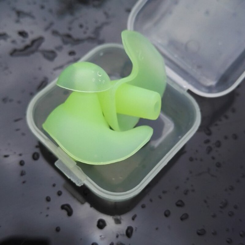 Blød silikone svømning vandtæt ørepropper ørebeskyttelsespropper til børn voksne: Grøn