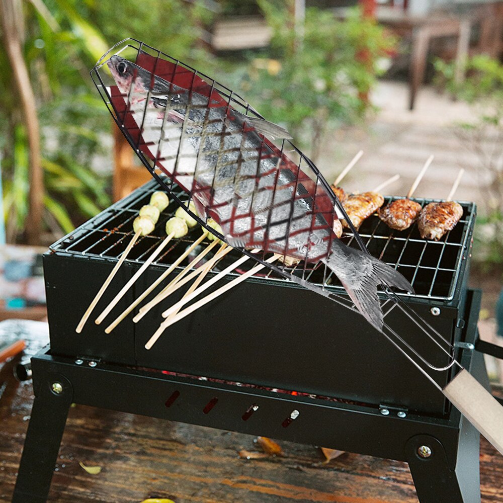 1pc fisk grill kurv bbq fisk grill tilbehør grill kurv grill nett biff kjøtt grønnsak holder verktøy
