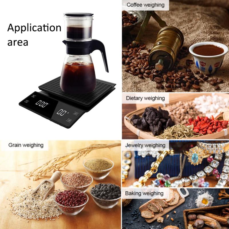🔥Digital Coffee Food Scales With Timer 3kg/0.1g LCD Digital Kitchen Coffee Scale Electronic Kitchen Scale Measuring Tools
