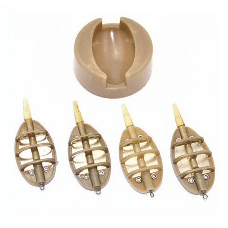 Carp Fishing Inline Method Feeder Set 4 Feeders 15/20/25/35g Moulds K9S3