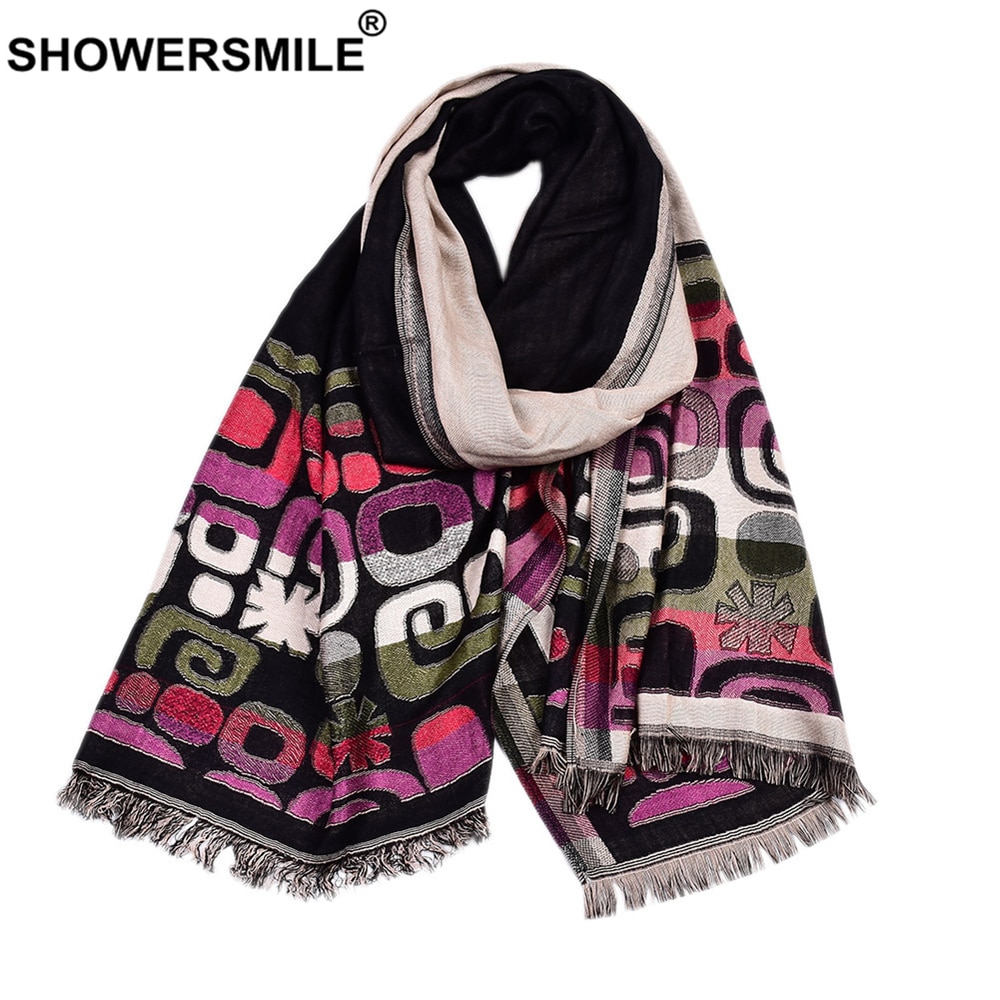 SHOWERSMILE Men Scarf Cotton British Style Scarf for Men Geometric Print Long Male Winter Scarves 195cm*65cm