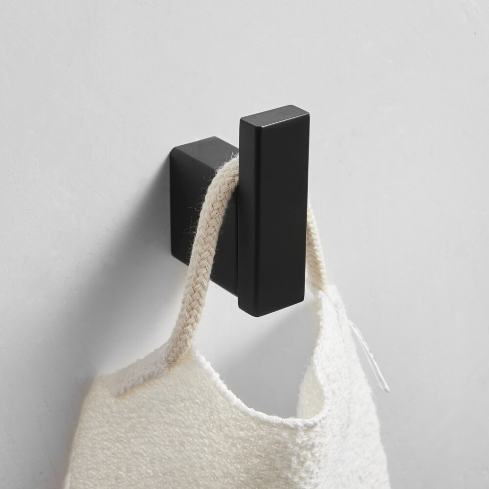 Matte Black Bath Hardware Sets Towel Rack Corner Shelf Paper Holder Towel Bar Stainless Steel Bathroom Hardware set: Robe hook