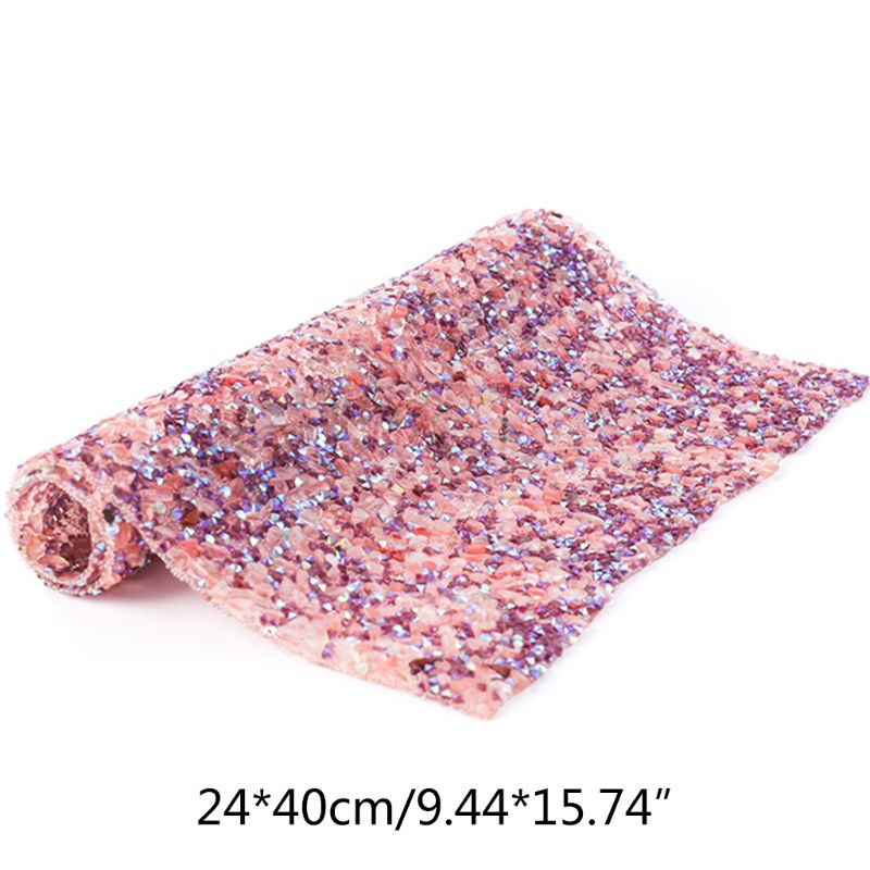 Glitter farverige shell stenperler trim jern på rhinestone mesh hotfix sticker 23ge