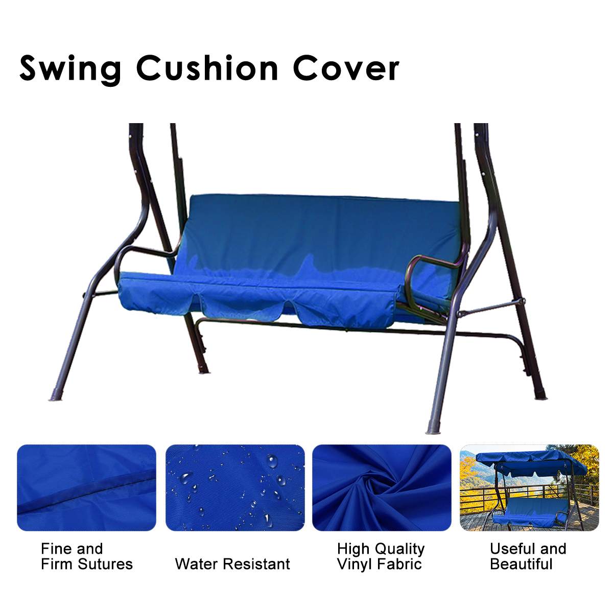 150*50*10cm schommelkussens 5 kleuren waterdicht stofdicht stoelvervanging luifel reserve stoffen hoes stofhoezen 3- zits: Blauw