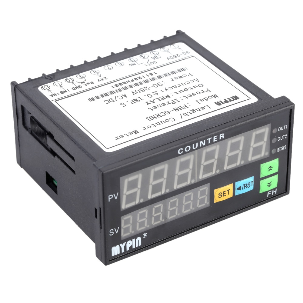 Digital Counter Mini Length Batch Meter 1 Preset Relay Output Count Meter Practical Length Meter 90-260V AC/DC The Hours Machine