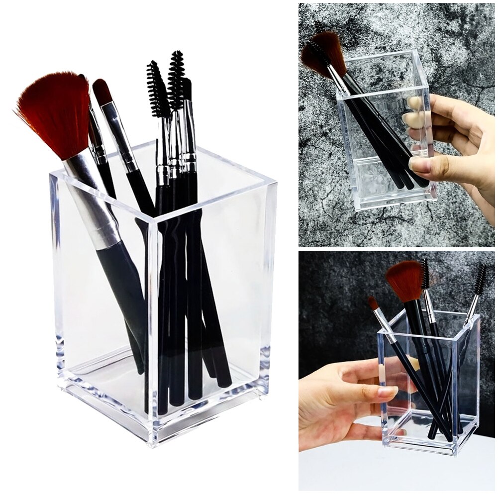 Opbevaring makeup makeup børstepotte med børster opbevaring akryl makeup organizer til kosmetik holder skrivebord kosmetik opbevaring