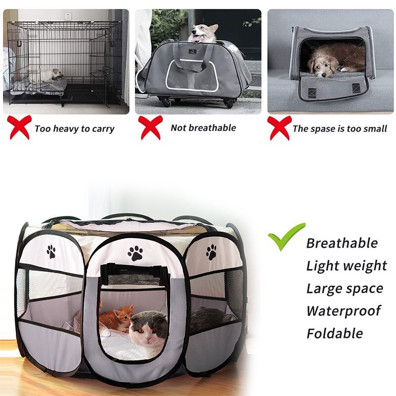 Portable Outdoor Kennels Fences Foldable Dog Tent House Breathable Pet Playpen Cat Large Dog Cage Room Big Dogs House