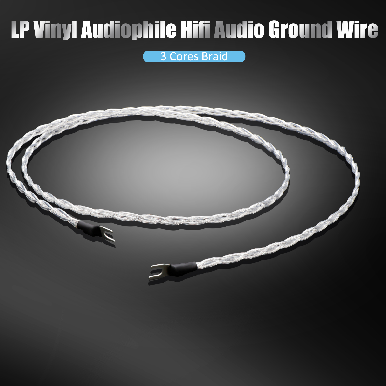HiFi Audio Aarddraad Drie gevlochten LP Vinyl Phono Signaallijn met Y-stekker Grammofoon Draaitafel Versterker Aarddraad