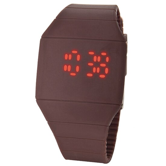 Men Lady Touch Watch Digital LED Silicone Sport Wristwatch Ultra-thin Watch Red LED