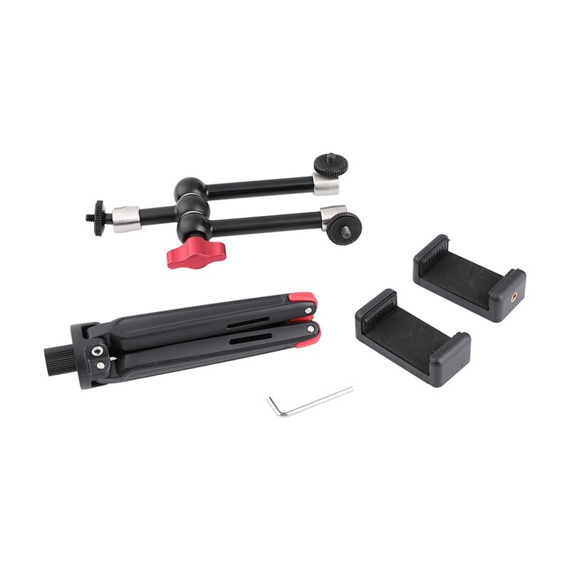 Foldable Mini Tabletop Tripod with Double Phone Stand 11 inch Articulated ic Arm For Camera Phone Travel Photography