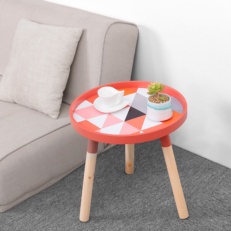 Nordisk moderne enkel rund stue te bord massivt træ sofabord dagligt multifunktionelt mini sofabord