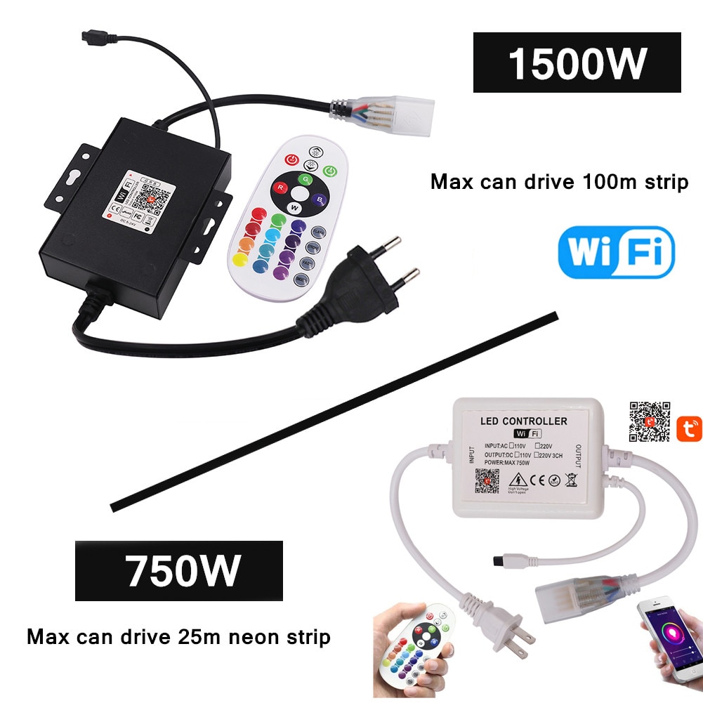Regulador de intensidad con Bluetooth para música, controlador WIFI de 110V, 220V, 750 V, 1500W, para luz de 5050 Tira de LED RGB de neón, aplicación para IOS/Android