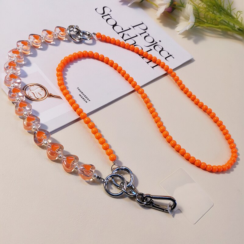 Love Crystal Beads Mobile Phone Lanyard Crossbody Lanyard with Universal Clip Phone Lanyard Chain Strap Wrist Rope Pendant: 03