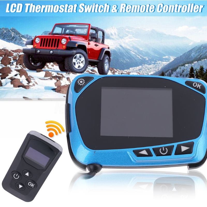 Lcd termostat display switch m / fjernbetjening 12/24v til bil diesel luftvarmer auto del
