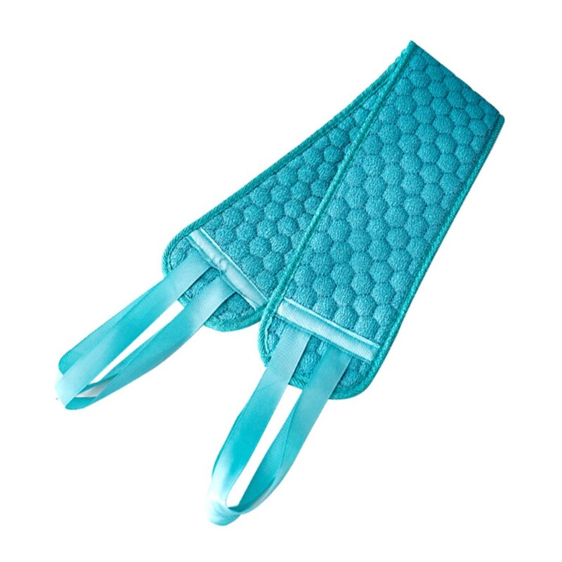 Kaksipuolinen pitkä takaisinvedettävä nauha kylpy hankauspyyhe ympäristöystävällinen helppokäyttöinen syväpuhdistava kuoriva selkäkuorinta näyttelyyn: Sininen