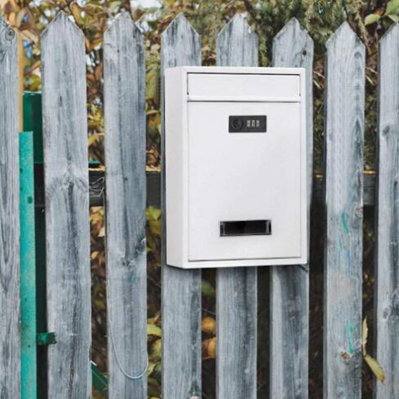 12 Inch Mental Coded Lock Vintage Letterbox Wall Hanging Mounted Locking Mailbox Post Box with Keys Newspaper Box