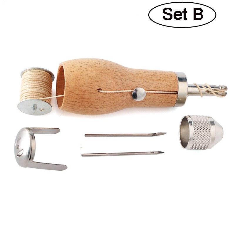 Leather Sewing Awl Thread Kit Manual Sewing Machine Speedy Stitcher Leather Craft Stitching Shoemaker Canvas Repair Tool: Set B