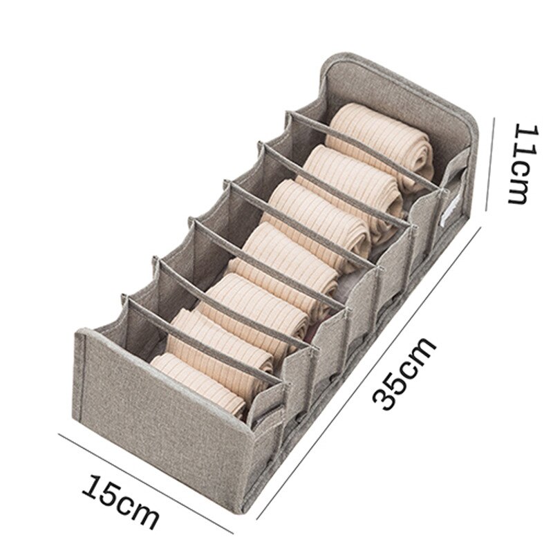 Organizer Voor Ondergoed Opbergdozen Voor Sokken Beha Wasbaar Opvouwbare Gescheiden Opslag Dressing Organisatoren Divider Dozen: 7grids gray panties