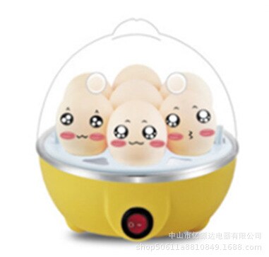 Electric Egg Cooker, Omelet, Scrambled, Soft, Medium, Hard-Boiled Boiler Cooker with Auto Shut-Off and Buzzer, Measuring Cup In: Yellow