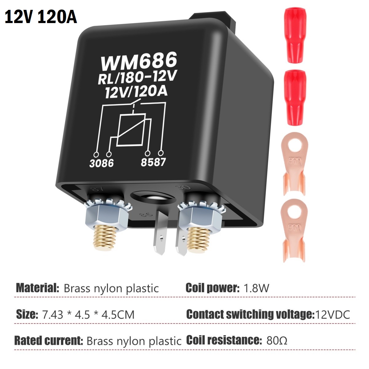 Relé de interruptor de batería de 12V, Control remoto, desconexión de batería, interruptor aislador de corte, interruptor de apagado de batería antirrobo para coche y barco: Rojo