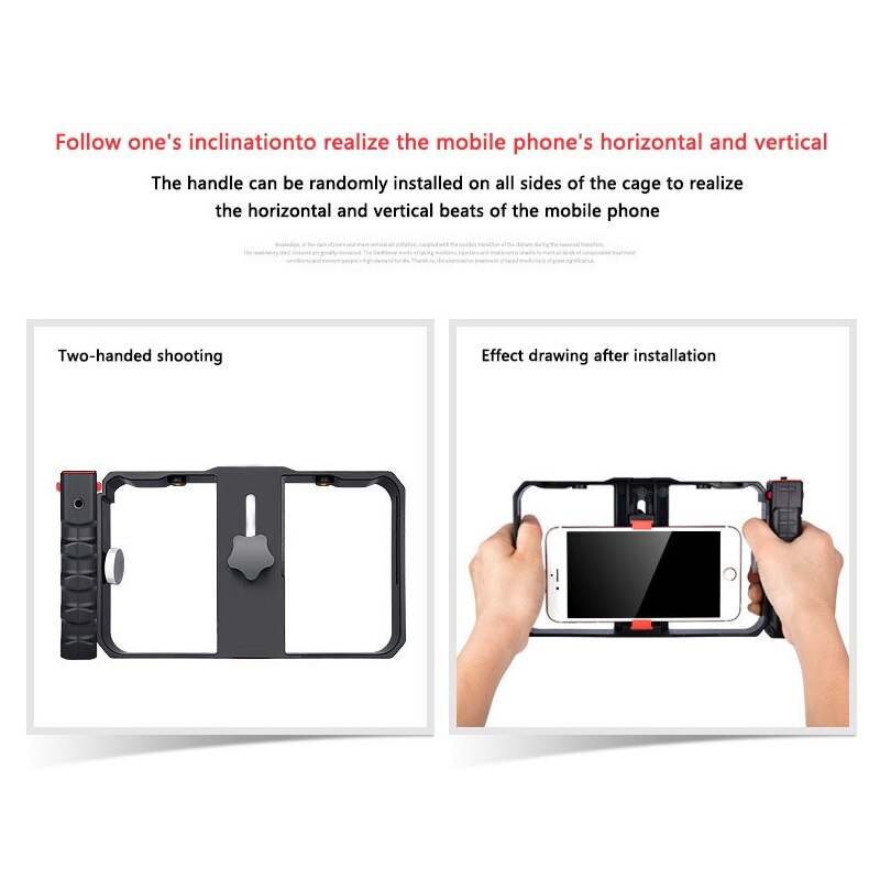 Mcoplus Verstelbare Handheld Telefoon Stabilisator Voor Iphone X Xr 12 11 8 7 Smartphone Telefoon Met 1/4 &quot;Schroef Koude shoe Mount Statief