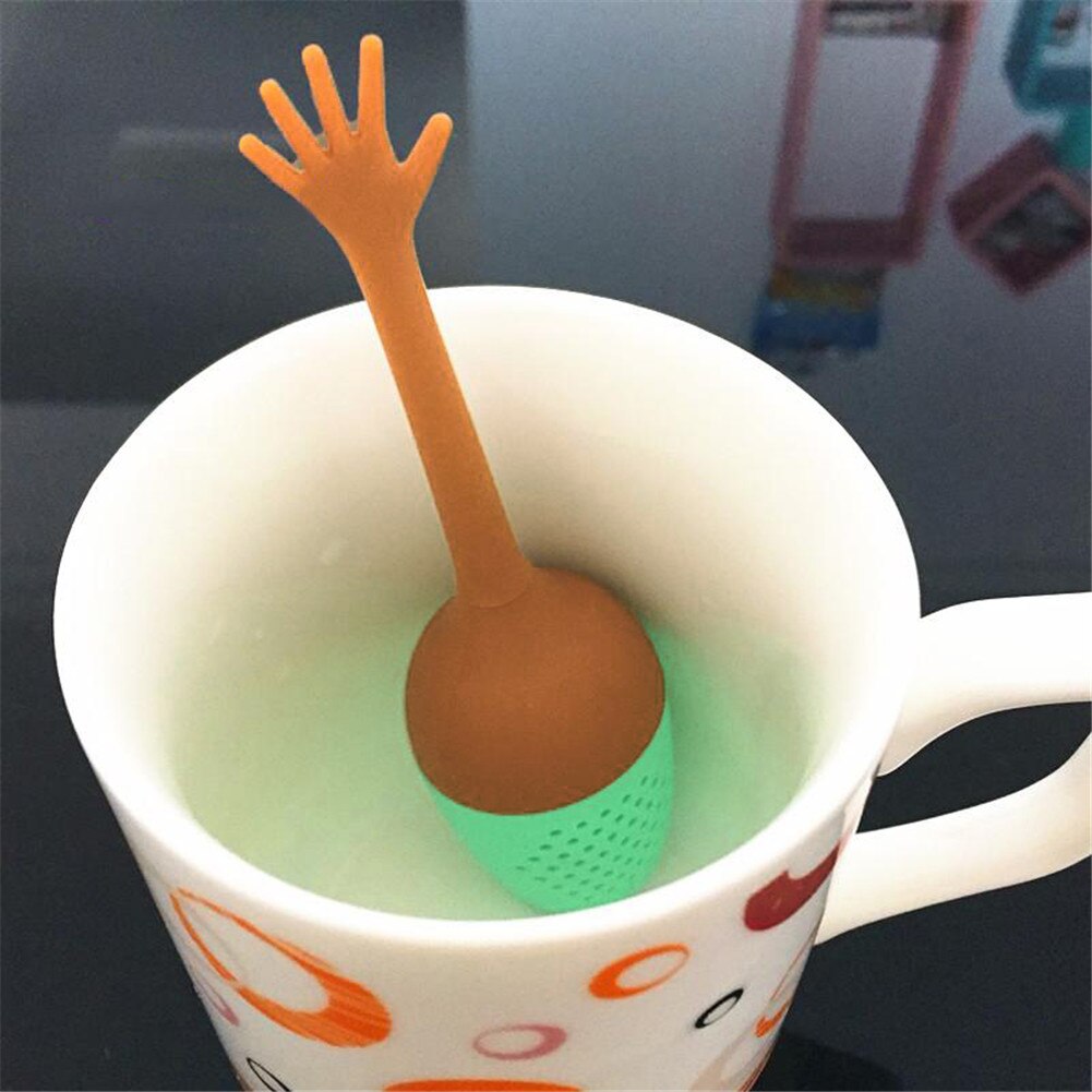 Herbruikbare Siliconen Thee-ei Hand Signaal Shaped Grappig Kruidenthee Bag Herbruikbare Koffie Filter Diffuser Zeef Thee Accessoires
