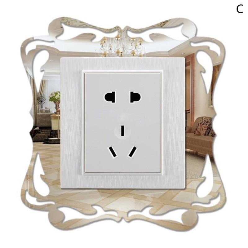 Pegatinas de pared de fotos con interruptor, 1 Uds., bricolaje, decoración creativa para el hogar, pegatinas de pared de espejo 3D Acrílico: C