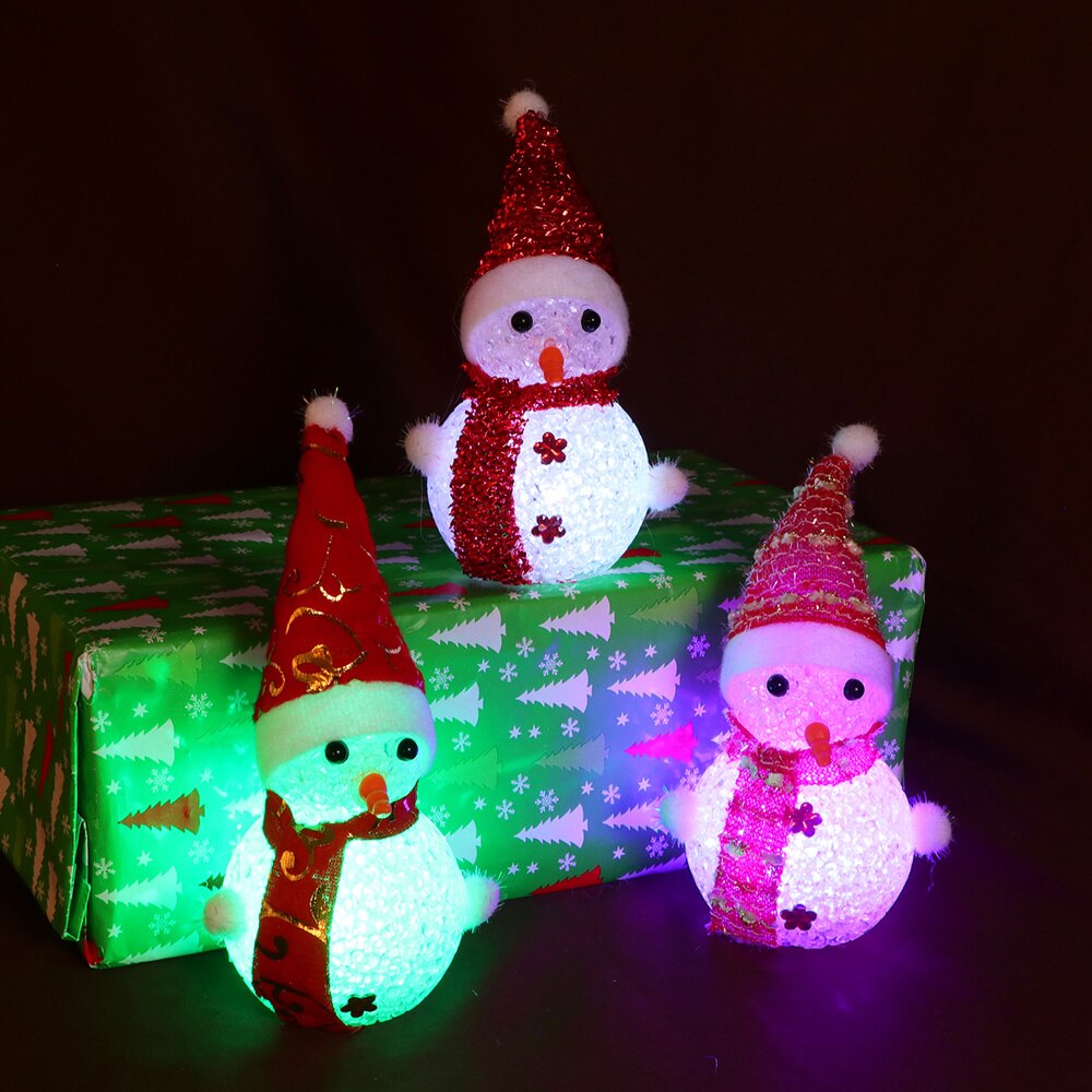 3Pcs Glowing Sneeuwpop Grappig Draagbare Schattige Sneeuwpop Licht Lichtgevend Speelgoed Voor Kinderen Volwassenen