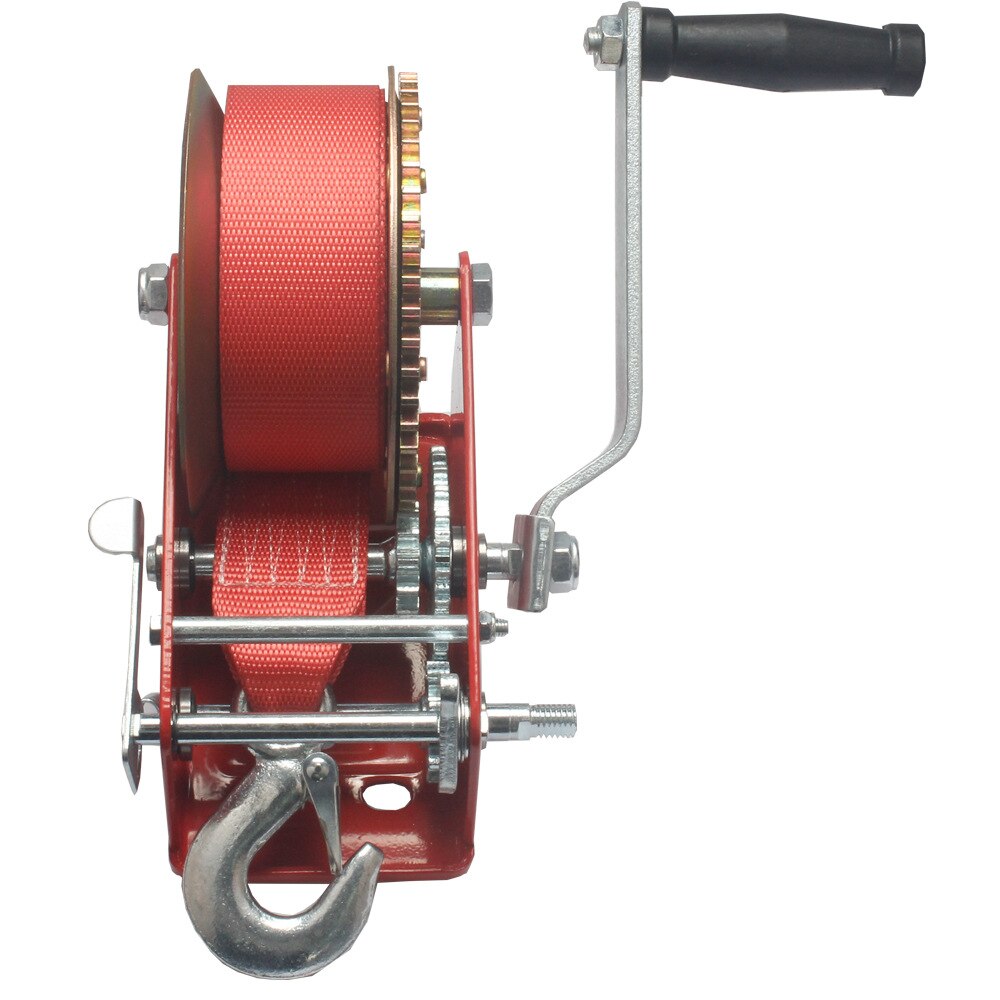 3000 pound hand winch manual winch spray-moulded red coloured galvanized Nylon rope winch