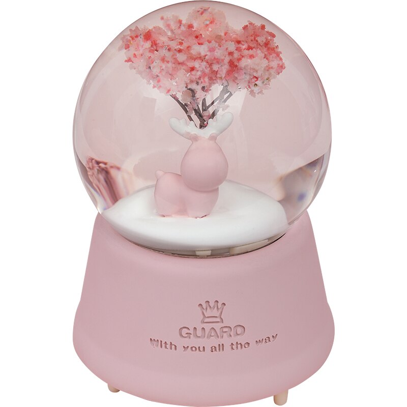 Crystal Ball Cute LED Lamp Spin Music Box deer Snowing snowflake Christmas birthday Home Decoration Accessories Ornaments