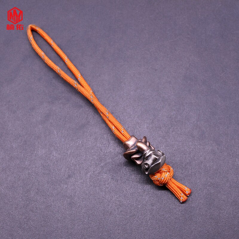 1PC Retro White Copper Red Copper Knife Beads Bull head Skull Paracord Beads Lanyard Pendants