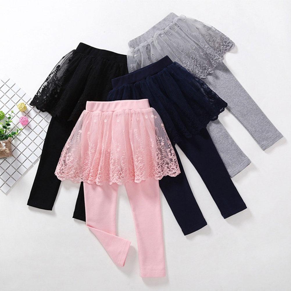 Jupe-culotte en dentelle pour filles, Leggings mignons, princesse, bleu marine, gris, P1W3, printemps et automne