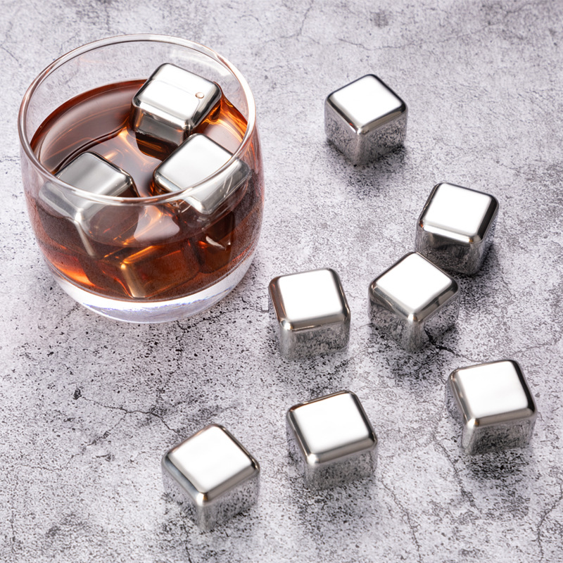 Reusable Stainless Steel Ice Cubes,Chilling Stones for Whiskey Wine&red Wine Longer Coling,Pass SGS Test