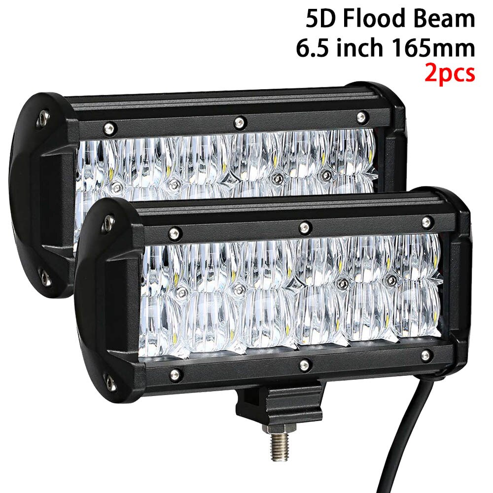 5D LED Bar 4 - 17 inch LED Light Bar LED Work Light for Offroad Truck Spot Flood Combo 4x4 4WD ATV SUV 12V 24V: 2PCS 60W Flood