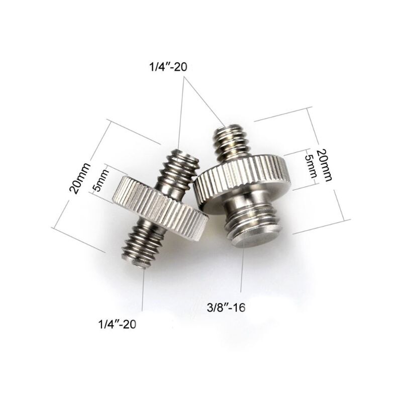 Metalen 1/4 \ "Man 1/4 \" Of 3/8 \ "Man Schroefdraad Adapter 1/4 Of 3/8 Inch dubbele Man Schroef Adapter Voor Statief Camera Accessoires