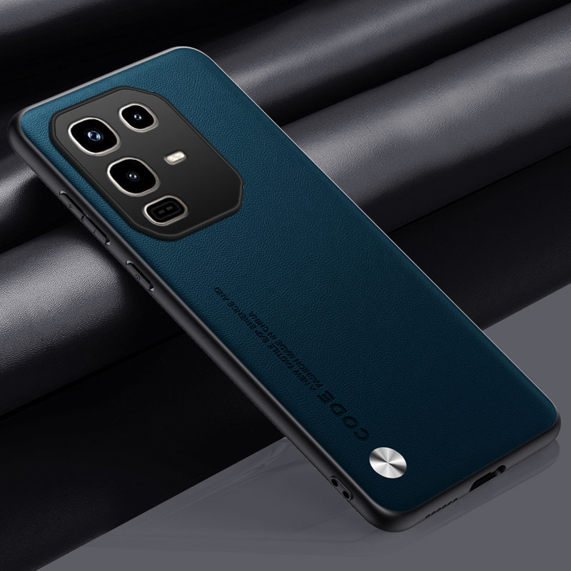 Funda de cuero para Infinix Note 50 Pro 4G fibra de carbono silicona dura a prueba de golpes mate funda de teléfono InfinixNote50Pro X6855 X6858: Cuero / Azul