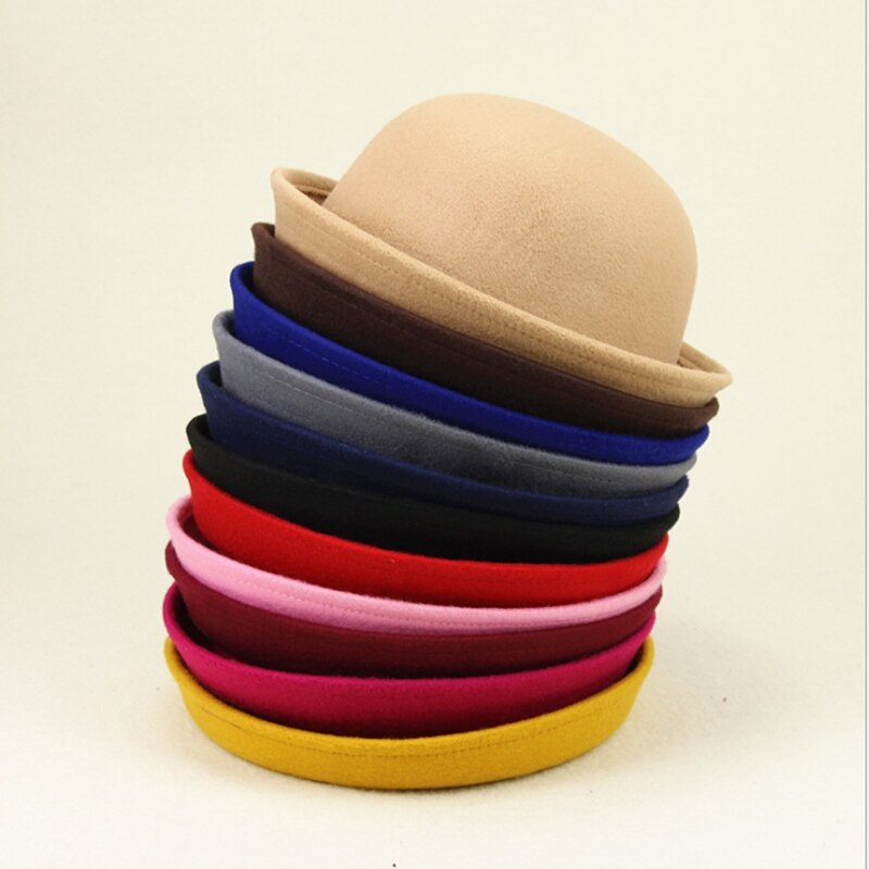 Korean Version Dome Girl Performance Stage Jazz Hat Solid Color Spring Summer Adult Red Felt Hat Women Cap