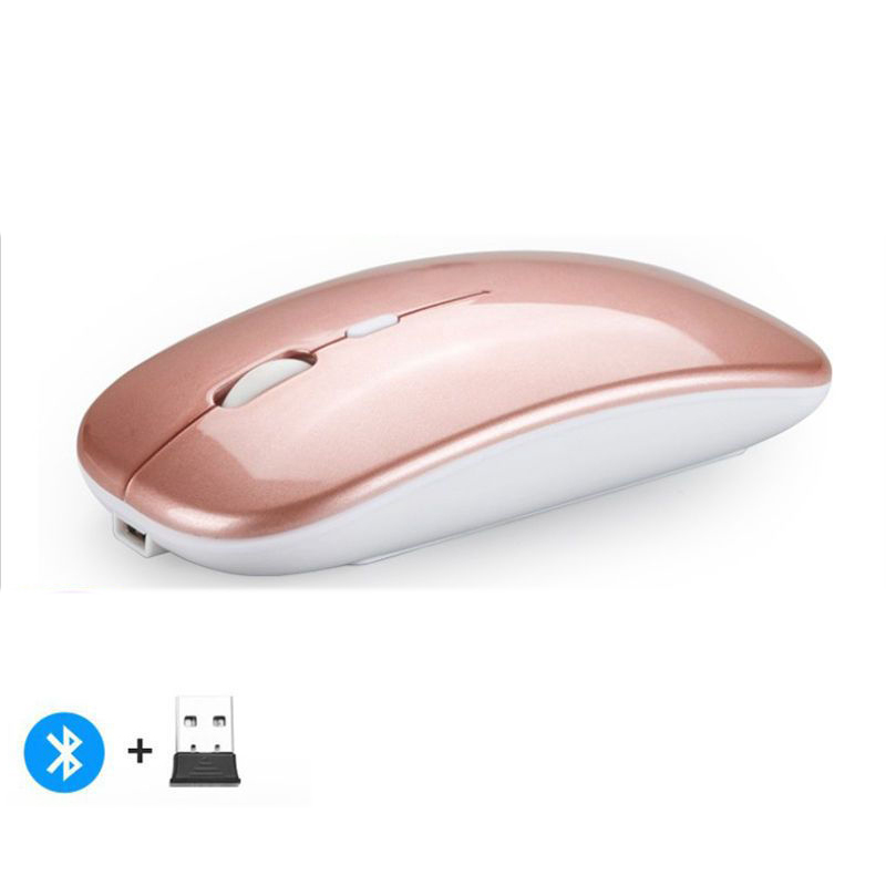 Rechargeable Bluetooth-compatible Wireless Mouse 2.4G Optical Mice with USB RGB 1600DPI Mouse for Computer Laptop PC Mute Mause: PURPLE