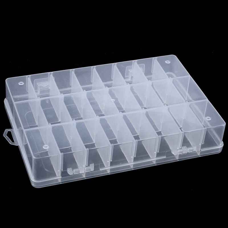 24 Compartment Slot Storage Box Practical Adjustable Plastic Case For Bead Rings Jewelry Display Organizer Storage Box Tool Cont